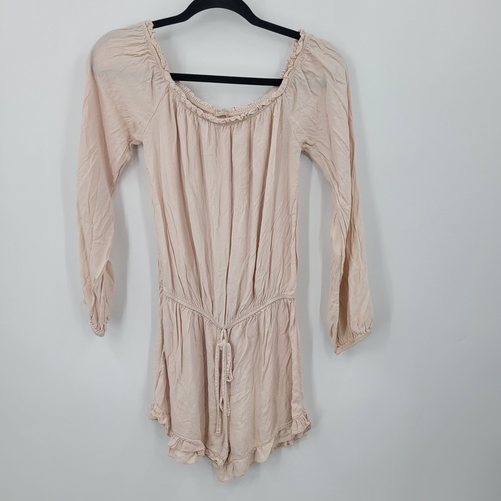 John Galt Coquette Balletcore Pastel Pink Ruffle Off Shoulder Romper Sz OS Italy